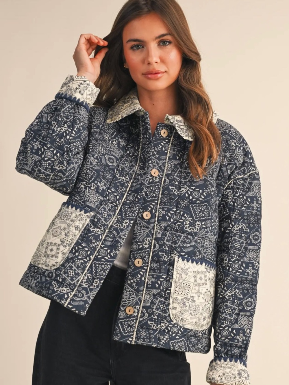NWT Western Quilted Bandana Print Jacket